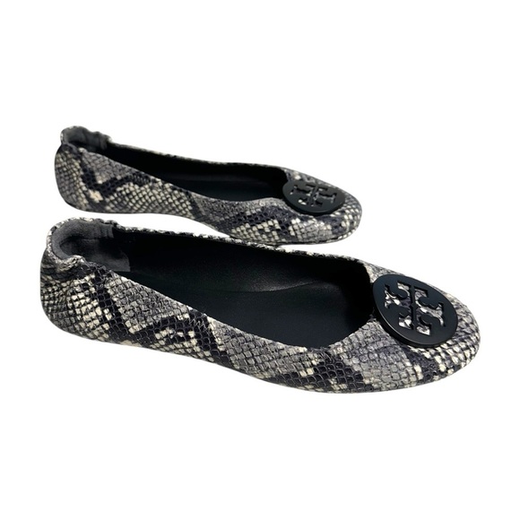 Tory Burch Tri Color Python Embossed Leather Minnie Flats Size 8.5 Animal Print - Picture 1 of 16